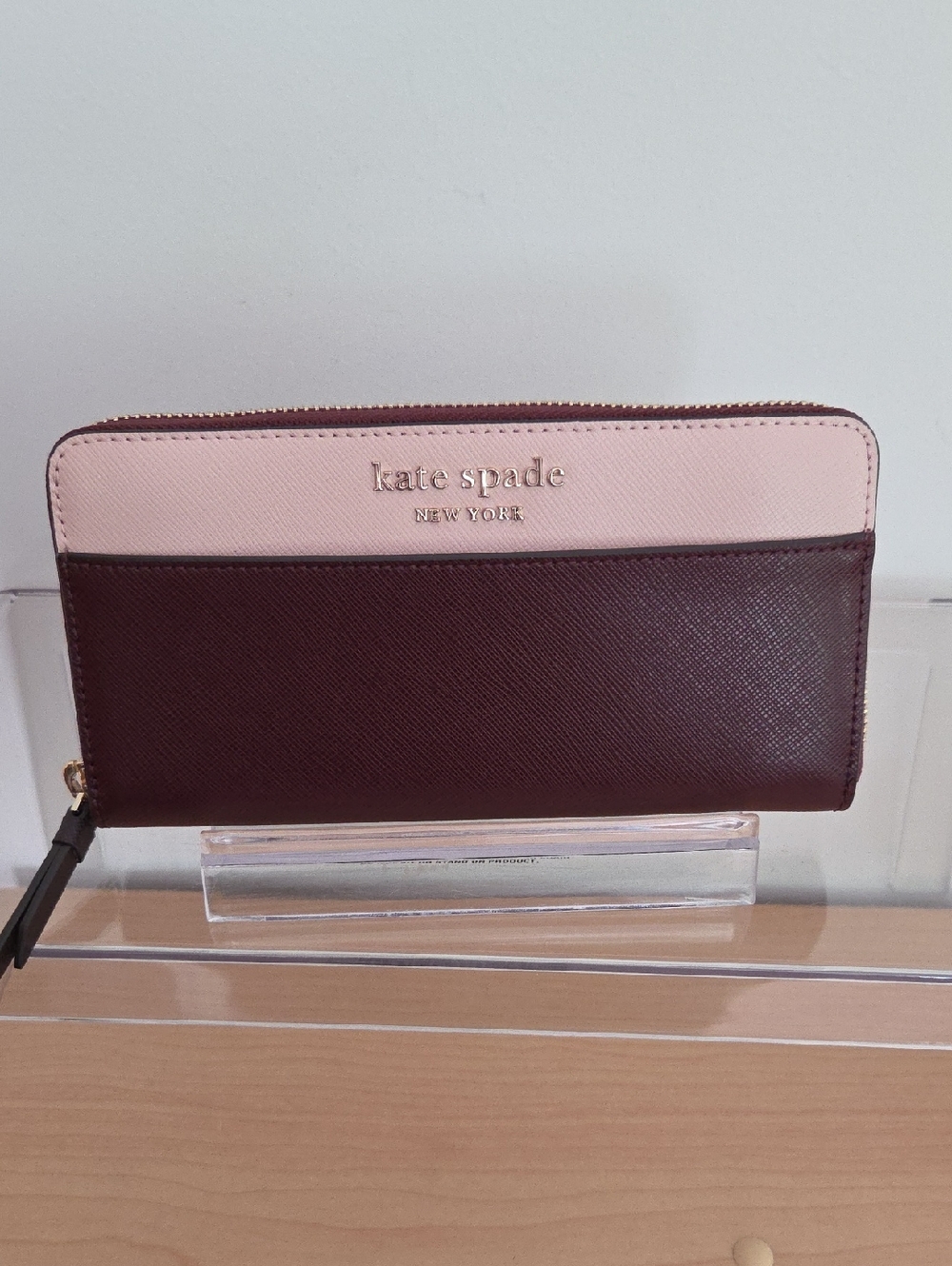 kate spade Two-Tone Pink and Burgundy Zip-Around Wallet...NWOT